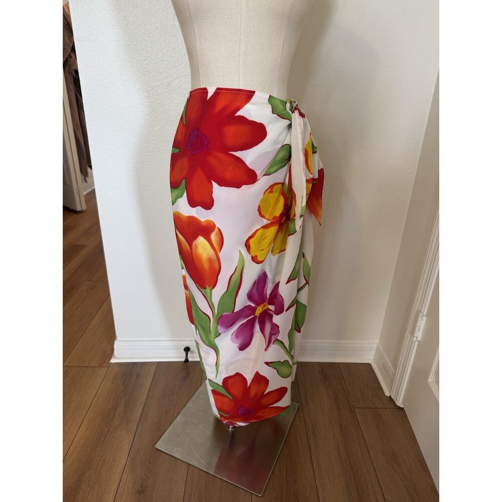 Vintage Patricia Jones Size 8 USA Tropical Wrap Skirt Highrise Colorful 80s 90s - Picture 7 of 16